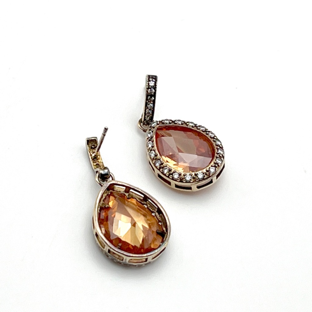 Belargo Auburn Crystal Earrings with Crystal Accents (925 FAS Sterling Silver) - Picture 3 of 4